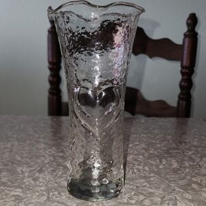 Anchor Hocking Textured Glass Vase with Heart Motif